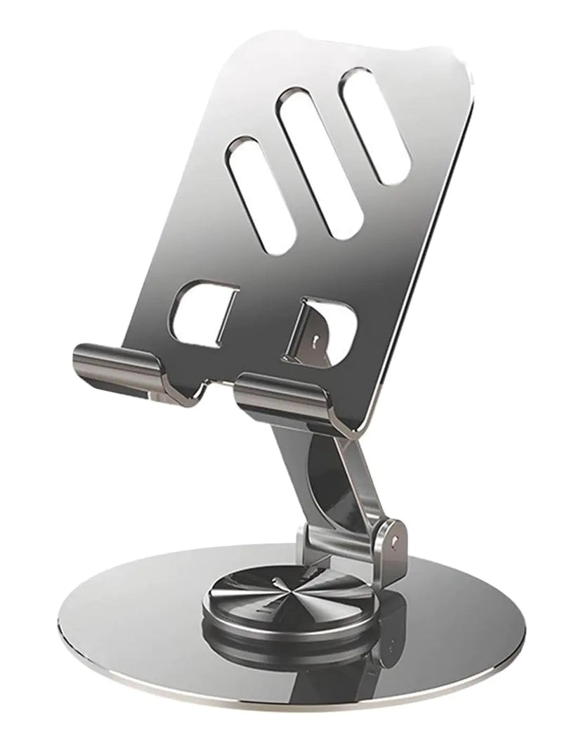 JUEJUEZI Foldable Cell Phone Stand Metal Portable Phone Holder Fully Adjustable Rotatable Cell Phone Holder for Desk for Phone Pad Mobile Tablet